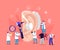 Hearing Loss, Deafness. Deaf People with Hear Problem Visit Doctor for Treatment. Tiny Characters around Huge Ear