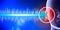 Hearing problems and solutions. Ultrasound. Deafness. Advancing age and hearing loss. Soundwave and equalizer bars with human ear.