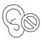 Hearing problems thin line icon, disability concept, lack of hearing sign on white background, lack of hearing icon in