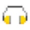 Hearing protection headphones pixel art cartoon retro game style