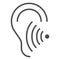 Hearing test solid icon, Medical tests concept, Volume listen sign on white background, Sound wave going through human
