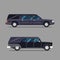 Hearse black car. Flat style icon. Isolated illustration. Coffin.