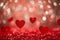Heart abstract background with red hearts blurry lights for Valentines day
