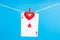 Heart ace with clothes peg rope