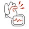 Heart ache thin line icon, Body pain concept, heart attack sign on white background, heart organ and cardiogram icon in