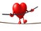 Heart acrobat who walks on a wire