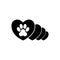 Heart with animals footprint icon on white background