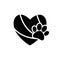 Heart with animals footprint icon on white background