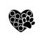 Heart with animals footprint icon on white background