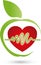 Heart and apple, nature and food logo