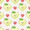 Heart of apples,heart,polka dot in seamless patter