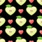 Heart of apples in seamless pattern on hearts back