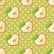 Heart of apples in seamless pattern on polka dot b