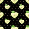 Heart of apples in seamless pattern on seeds backg