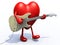 Heart with arms and legs playing electric guitar