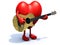 Heart with arms and legs playing a guitar