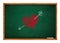 Heart and arrow on green chalkboard