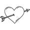 Heart Arrow Icon. Doddle Hand Drawn or Black Outline icon Style. Vector Icon