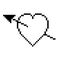 Heart and arrow outline pixel art