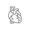 Heart, artery, vein, human organ line icon.