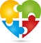 Heart as a puzzle, Puzzle logos and signs, buttons and icons collection, game logos