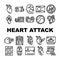 Heart Attack Disease Collection Icons Set Vector
