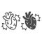Heart attack line and solid icon, officesyndrome concept, heart pain vector sign on white background, heart and pain