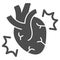 Heart attack solid icon, officesyndrome concept, heart pain vector sign on white background, heart and pain glyph style