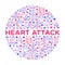 Heart attack symptomps concept in circle thin line icons: dizziness, dyspnea, cardiogram, panic attack, weakness, acute pain,