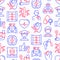 Heart attack symptoms seamless pattern with thin line icons: dizziness, dyspnea, cardiogram, panic attack, weakness, acute pain,
