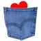 Heart in back jeans pocket