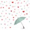 Heart background with umbrella. Love pattern for greeting card.