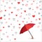 Heart background with umbrella. Love pattern for greeting card.