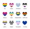 Heart badge flag gay vector illustration. LGBT pride symbol, lesbian sign, trans sexual culture, homosexual, asexual, bisexual...
