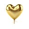 Heart Balloon. Gold helium balloon. Glossy, shiny with reflection foil balloon. Gold color.celebration birthday.