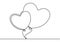 Heart balloon one line drawing. Couple balloons, continuous single hand drawn. Minimalist design of romantic love symbol