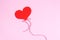 Heart Balloon from Paper in Background, Handmade Greeting Card Valentine`s Day, Love