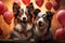 Heart balloon unites Border Collies, encapsulating their affectionate bond