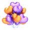 Heart balloons love party birthday decoration orange purple