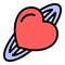 Heart barrette icon color outline vector