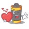 With heart battery mascot cartoon style