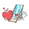 With heart beach chair mascot cartoon