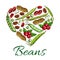 Heart of beans and nuts vector poster