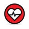 Heart beat icon white on red