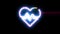 Heart beat symbol reveal. Blue, yellow, pink colors smoothly shimmer and form a neon electric number