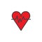 Heart with beat waves filled outline icon