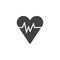 Heart with beat waves icon vector