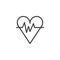 Heart with beat waves line icon