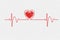 Heart beats, cardiogram. Pulse of life forming heart shape. Medical design. Illustration