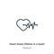 Heart beats lifeline in a heart outline vector icon. Thin line black heart beats lifeline in a heart icon, flat vector simple